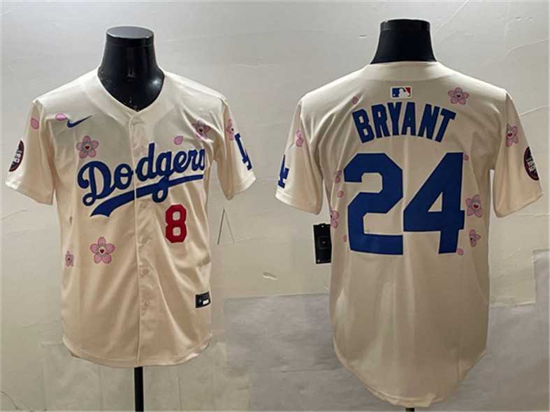 Men%27s Los Angeles Dodgers Front #8 Back #24 Kobe Bryant Cream 2025 Tokyo Series Limited Stitched Jersey->los angeles dodgers->MLB Jersey
